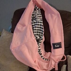 Cuby Pink Pet Sling Carrier with Checkered Lining